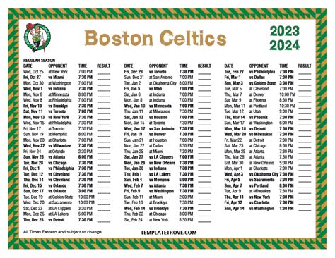 boston celtics schedule